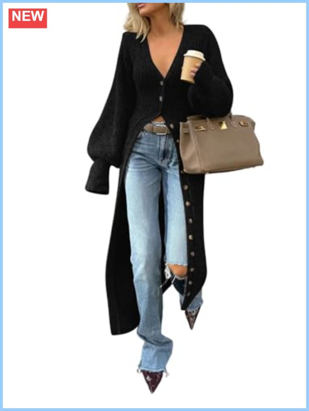 Cable Knit Long Cardigan Chunky Button Down Maxi Duster Sweater Coverup